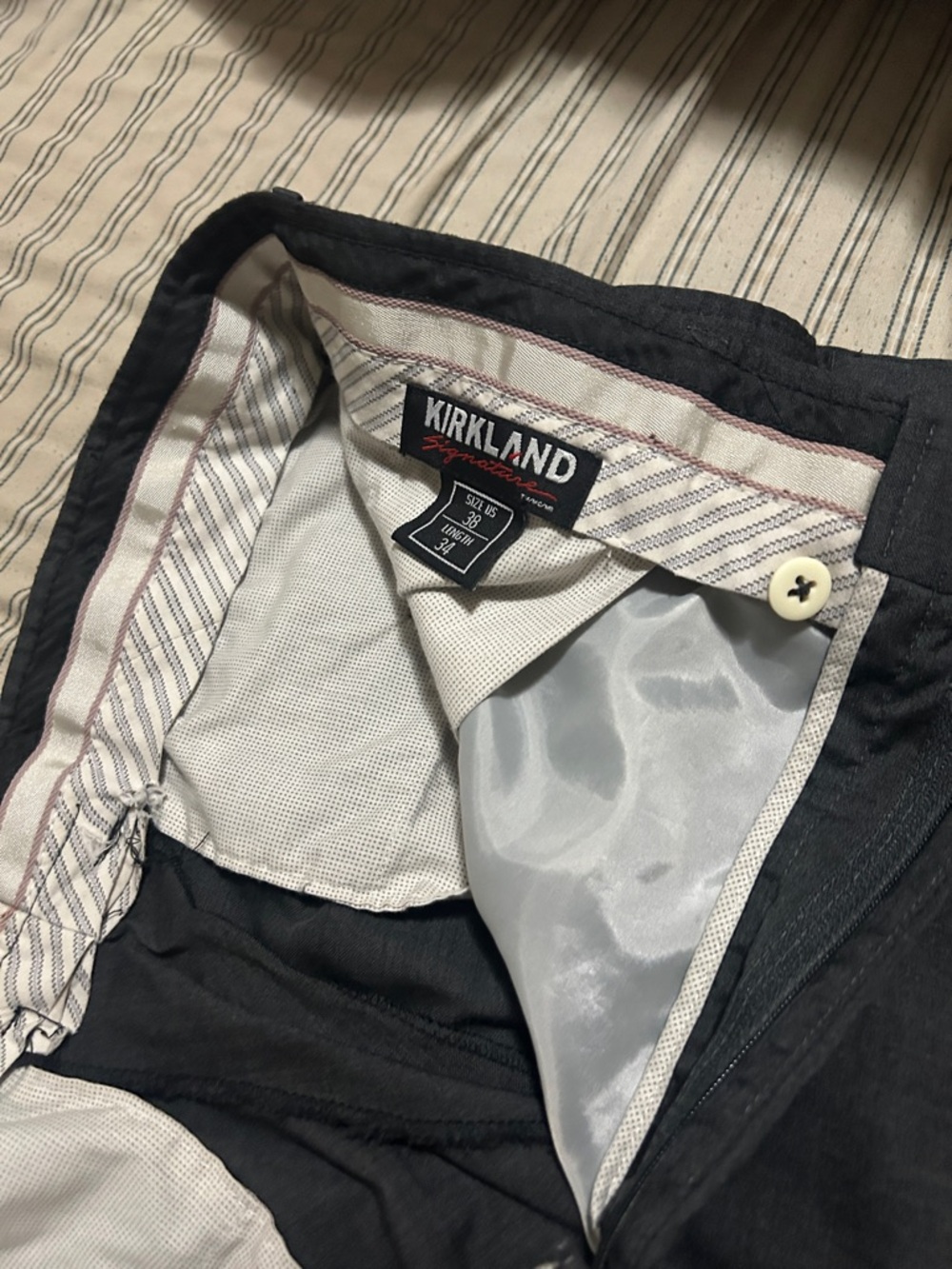 Kirkland Signature Men’s Dress Pants Black with Light Gray Lining